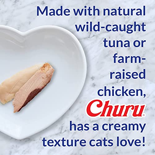 New INABA Churu Cat Treats Creamy Purée | 16 tubes (0.5 oz each), Tuna with Bonito Flakes