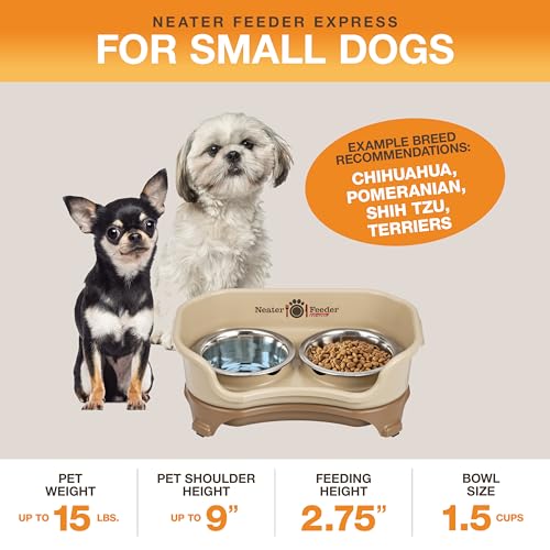 New Neater Feeder Express Mess Proof Elevated Dog Bowls | Cappuccino, Small (<15 lb)