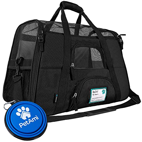 New PetAmi Airline Approved Pet Carrier | Large Black, Medium/Large Kitten & Puppy Size