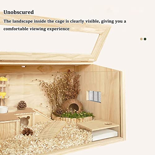 New Erbaofd Wooden Hamster Cage with Acrylic Windows & Accessories | 50×30×30 cm
