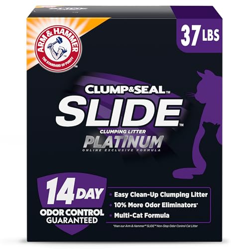 New ARM & HAMMER Clump & Seal SLIDE Platinum Multi-Cat Clumping Cat Litter | 37 lb