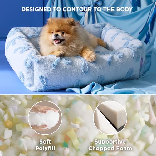 New Lesure Cute Dog Bed for Small Dogs | Ice Blue, 25x21x7inches