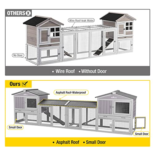 New Aivituvin Rabbit Hutch Chicken Coop Duck House with Run | 114" L × 21" W × 33" H