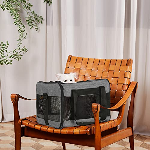 New XZONE PET Cat & Dog Travel Bag | Grey, 17″ × 11″ × 11″, Up to 15 lbs