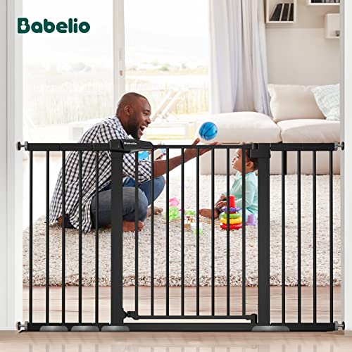 New BABELIO Extra Wide Baby/Dog Gate PressGuard P7 (Auto-Close, Pressure Mounted) | 29-55 in, Black