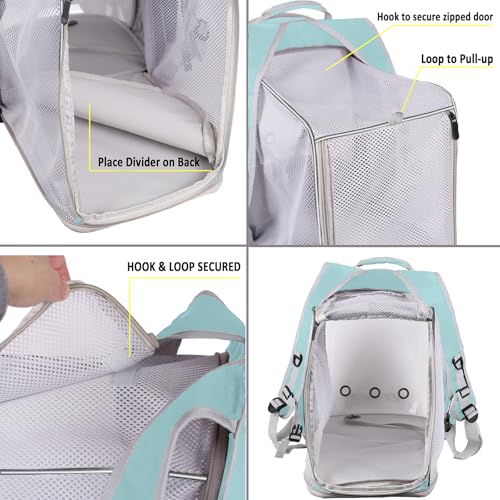 New halinfer Dual-Extension Pet Backpack Space Capsule | Green, Square Back
