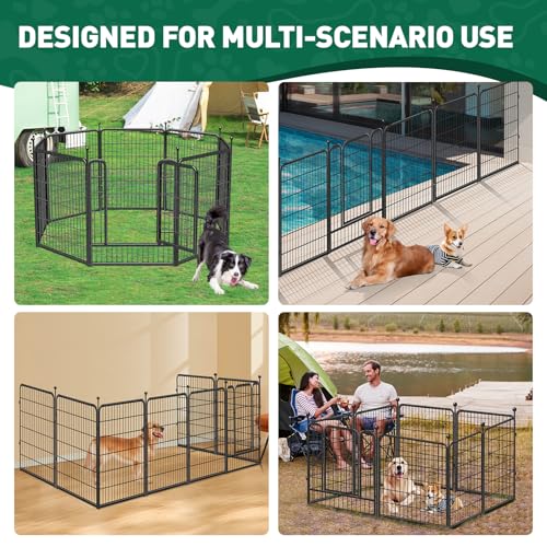 New Generic Outdoor Dog Playpen (8 Panels Metal) | 40 in H, Black