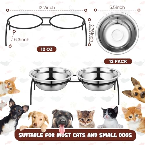 New Yiyiring 12 Pack Stainless Steel Cat Food Bowls with Metal Stand | 12 pack, 5.5 inch