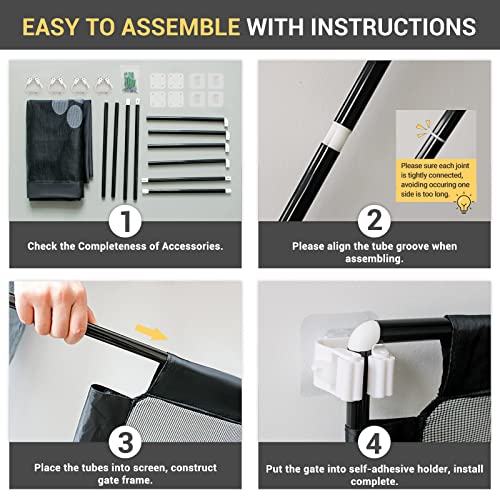 New NAMSAN Magic Dog Gate for Stairs and Doorways | 39.3 × 31.5 in, Black Mesh