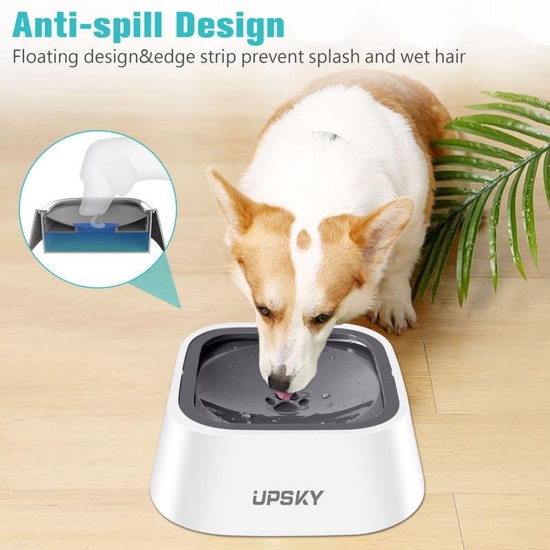 New UPSKY No-Spill Pet Water Bowl (Slow Water Feeder) | 35 oz