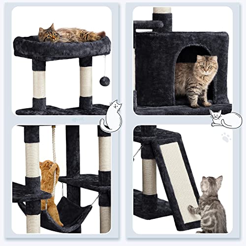 New Yaheetech Multi-Level Pet Furniture with Sisal Posts & Condo | Black, 63"
