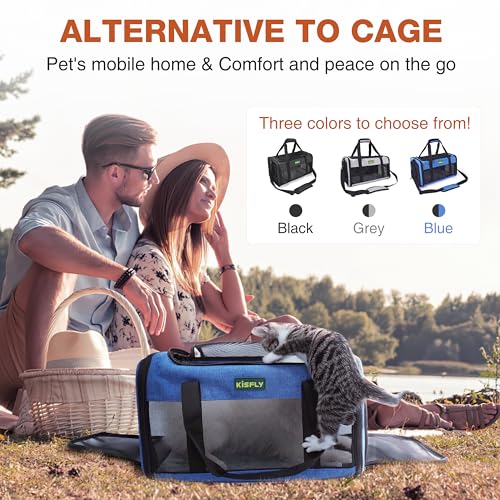 New TSA Approved In Cabin Soft Cat & Dog Carrier | Blue, 17″ × 11″ × 9.5″