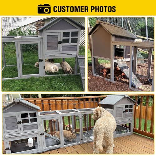 New Aivituvin Rabbit Hutch Indoor Bunny Cage (51.6" - 1 Set, Grey)
