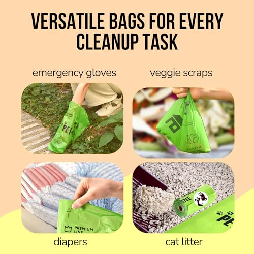 New PET N PET Poop Bags Refill Rolls | 9" x 13", 1080 Count (60 Rolls) + 720 Count, with Holder