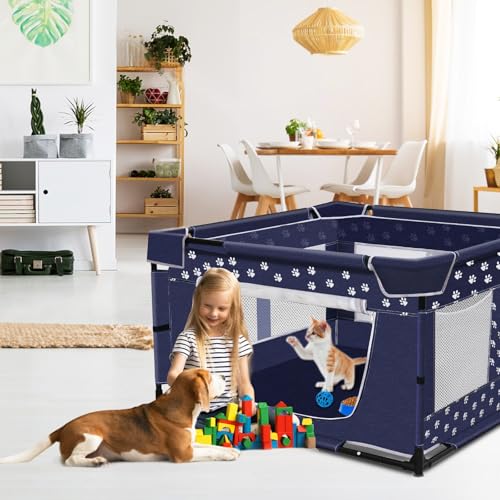 New Generic Puppy Playpen with Zipper Gate | 43.3 × 43.3 in