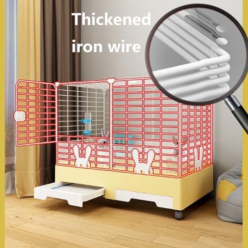New KOMFGT Rabbit Cage Indoor Bunny Hutch with 2 Pull-Out Trays & Urine Guard | Pink B