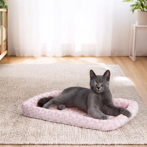 New MidWest Homes for Pets QuietTime Fashion XXS Dog Bed | Pink Faux Fur Bolster, 18 Inch
