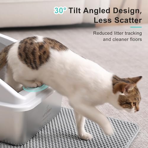 New Stainless Steel Litter Box with Litter Mat and Metal Scoop | XL
