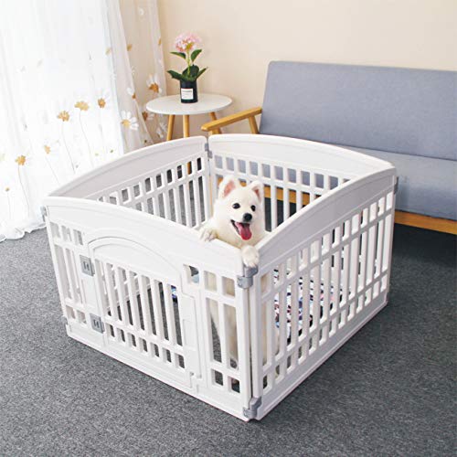 New Generic Pet Playpen Gate for Dogs (Plastic 4-Panel Exercise Pen) | 33.5 × 33.5 in, White