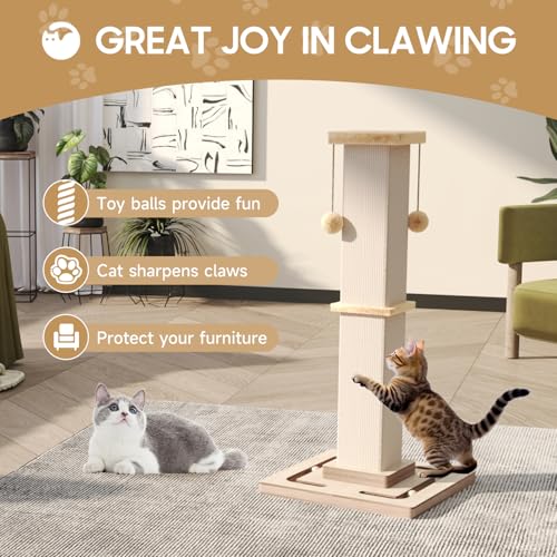 New Large Cat Scratching Post Heavy Duty with Tracking Toys | 32"
