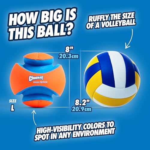 New Chuckit! Kick Fetch Ball | Orange/Blue, Large (8")