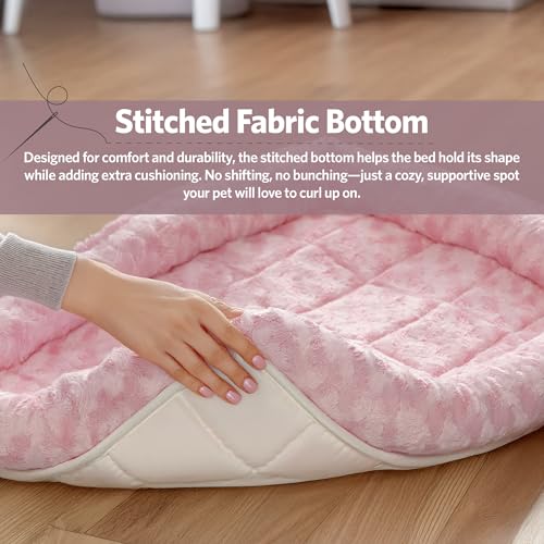 New MidWest Homes for Pets QuietTime Fashion XXS Dog Bed | Pink Faux Fur Bolster, 18 Inch