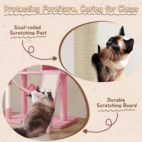 New Yaheetech Multi-Level Cat Tree Condo with Basket Hammock & Scratching Post | 63.5"