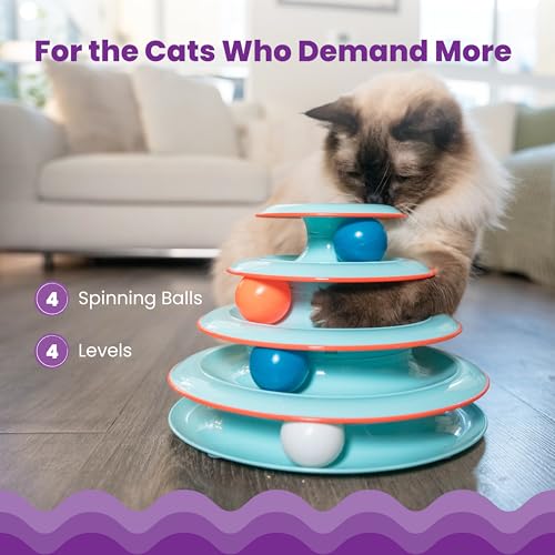 New Petstages Chase Meowtain Interactive 4-Tier Cat Track Toy