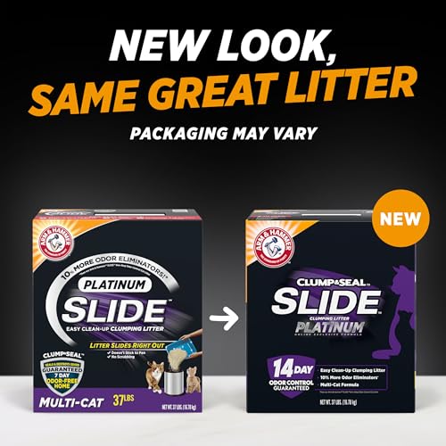 New ARM & HAMMER Clump & Seal SLIDE Platinum Multi-Cat Clumping Cat Litter | 37 lb
