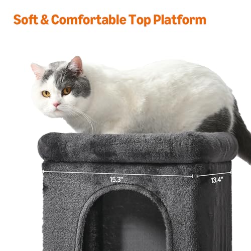 New Amazon Basics 30" Cat Tree Tower with 2 Condos & Pompom | Gray, 30"