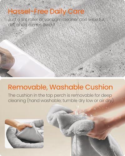 New Feandrea Tall Multi-Level Cat Tower with 4 Posts 2 Hammocks 2 Caves & Perch | Light Gray, 79.1"