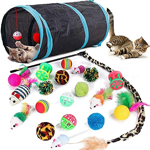 New 21-Piece Cat Toys Set (Tunnel, Wand, Balls) | 21 pcs