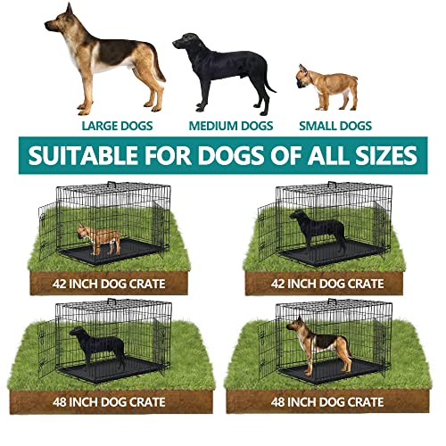 New TFFNEW Large Dog Crate Kennel Metal Wire Double-Door Folding Cage | 48 Inch - Large/Medium