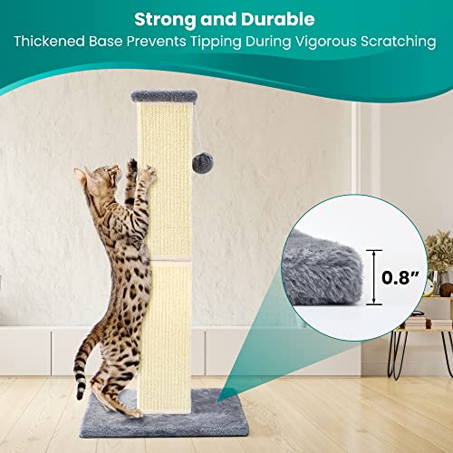 New YULOYI Cat Scratching Post Tall Sisal Scratch Post | Grey, 32"