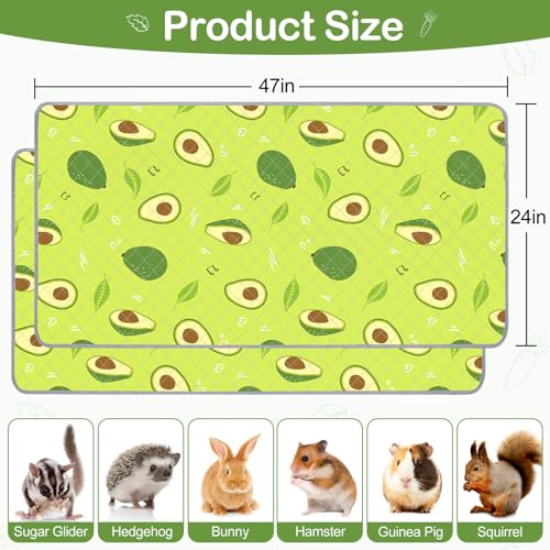 New Bienbee Guinea Pig Bedding Reusable Cage Liner | Green, 2 pack 47" x 24"