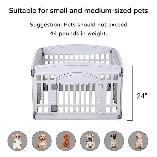 New Generic Pet Playpen Gate for Dogs (Plastic 4-Panel Exercise Pen) | 33.5 × 33.5 in, White