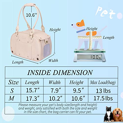 New PetsHome Leather Pet Travel Bag Purse | Beige, Foldable Waterproof
