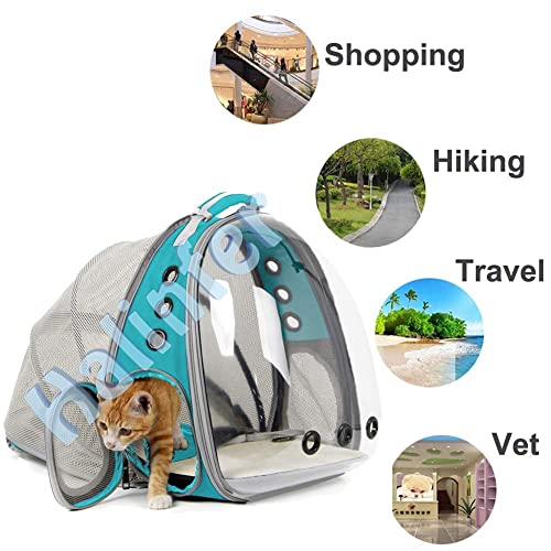 New halinfer Back-Expandable Cat Backpack Space Capsule | Green, Up to 12 lb