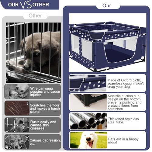 New Generic Puppy Playpen with Zipper Gate | 43.3 × 43.3 in