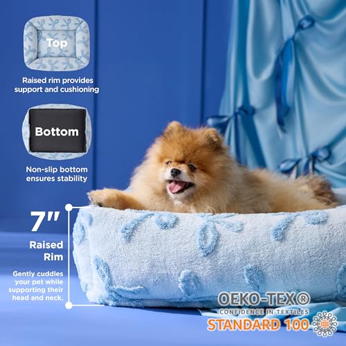 New Lesure Cute Dog Bed for Small Dogs | Ice Blue, 25x21x7inches
