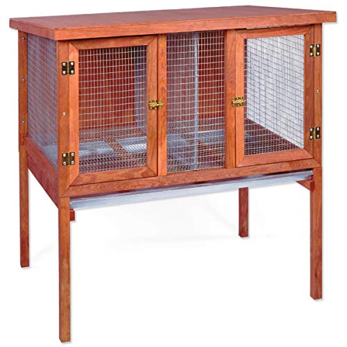 New Ware Manufacturing HD Bunny & Rabbit Double Hutch | 47.8" L × 34.5" W × 48.0" H & Brown