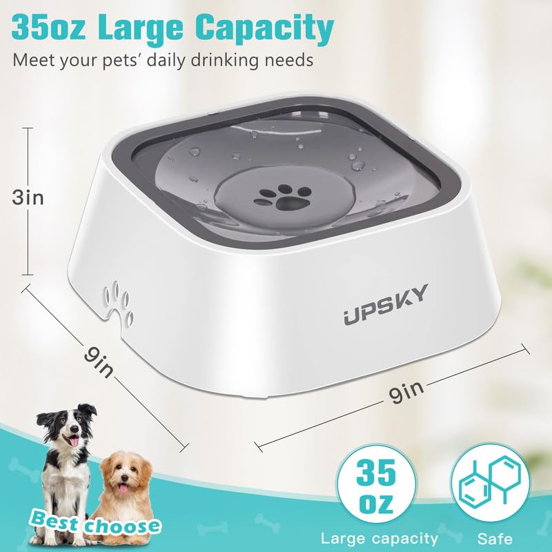 New UPSKY No-Spill Pet Water Bowl (Slow Water Feeder) | 35 oz