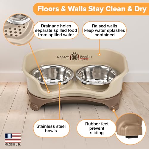 New Neater Feeder Express Mess Proof Elevated Dog Bowls | Cappuccino, Small (<15 lb)