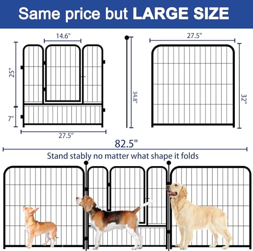New GXSDJ Metal Dog Playpen with Door and Foot Support | 82.5 × 32 in, Black