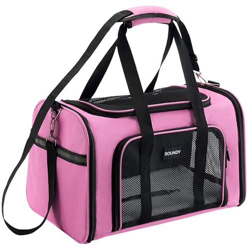 New Soundy Dog & Cat Carrier Bag | Medium Pink, Up to 15 lbs