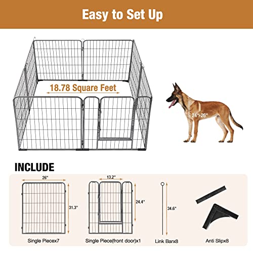 New Generic Foldable Pet Exercise Fence with Gate | 31 in H (8 Panels), Black