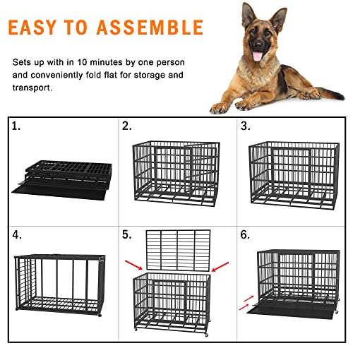 New BOLDBONE Heavy Duty Indestructible & Escape-Proof Dog Crate Cage Kennel | XL XXL - 54/48/42/38 inch