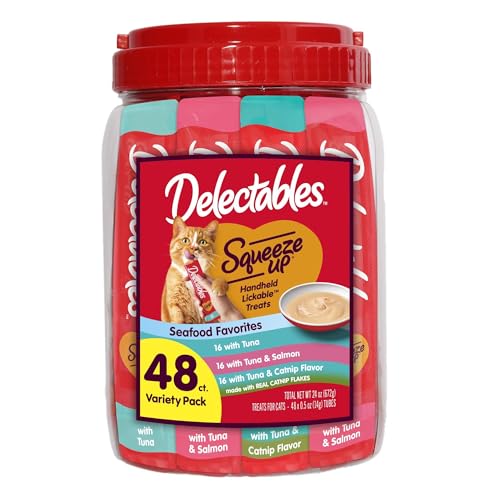 New Delectables Squeeze Up Lickable Wet Cat Treats | 48 tubes (0.5 oz each), Tuna Variety Pack