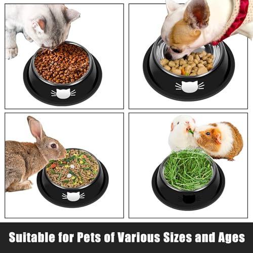 New Serentive Non-Slip Stainless Steel Small Cat Food Bowls | 2 pcs, 7 oz, Lovely color