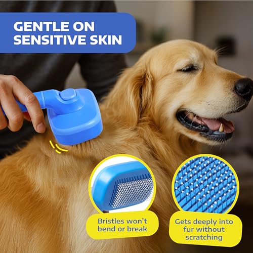 New Hertzko Self Cleaning Slicker Brush | Blue